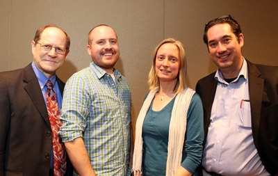 Fred Dylla, Lee Billings, Alexandra Witze, and Jason Bardi at a special AAS press reception in honor of the 2015 AIP Science Communication Awards