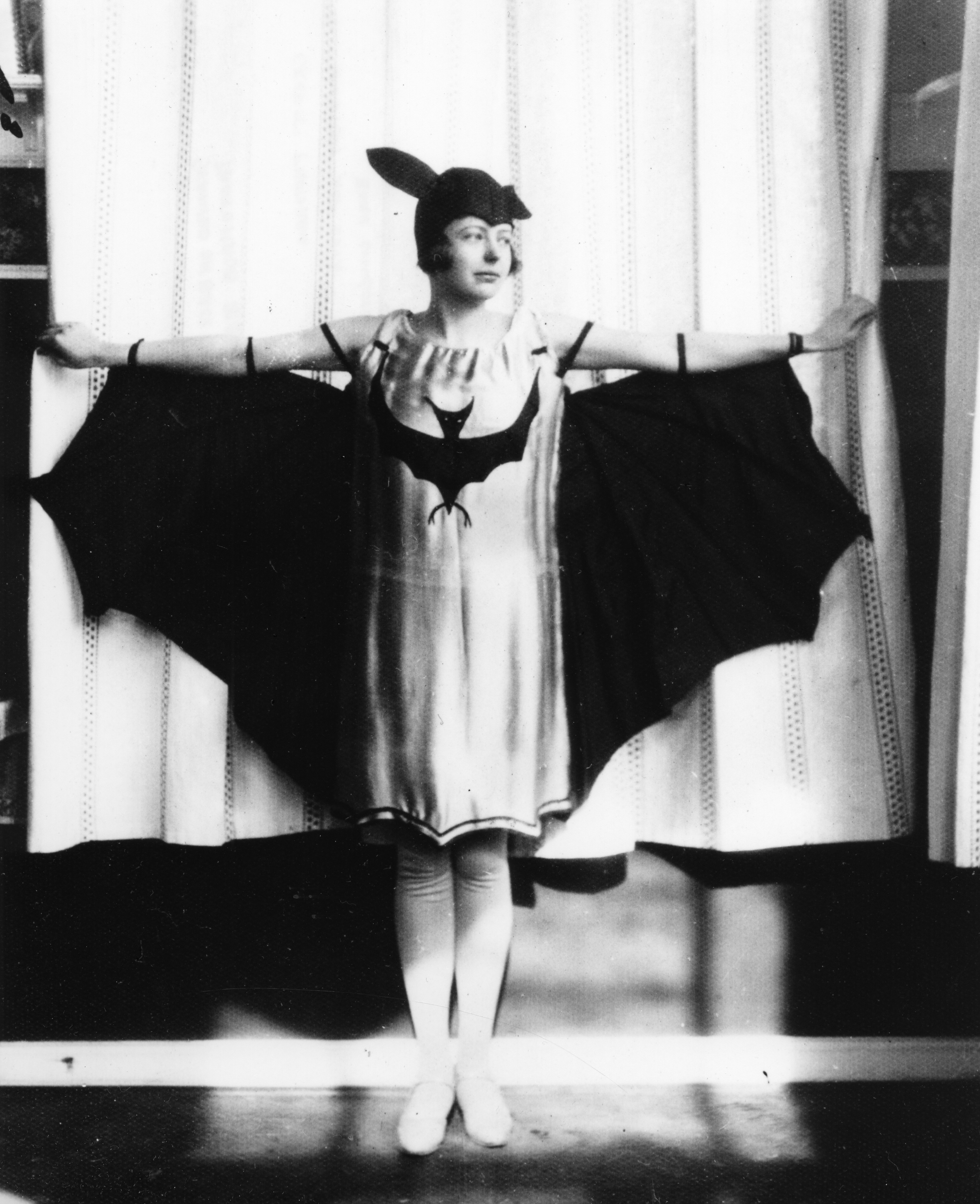 Maria Geoppert Mayer, who was awarded the Nobel Prize in Physics for proposing the nuclear shell model of the atom, is seen tapping into her “spooky side” in a bat costume.