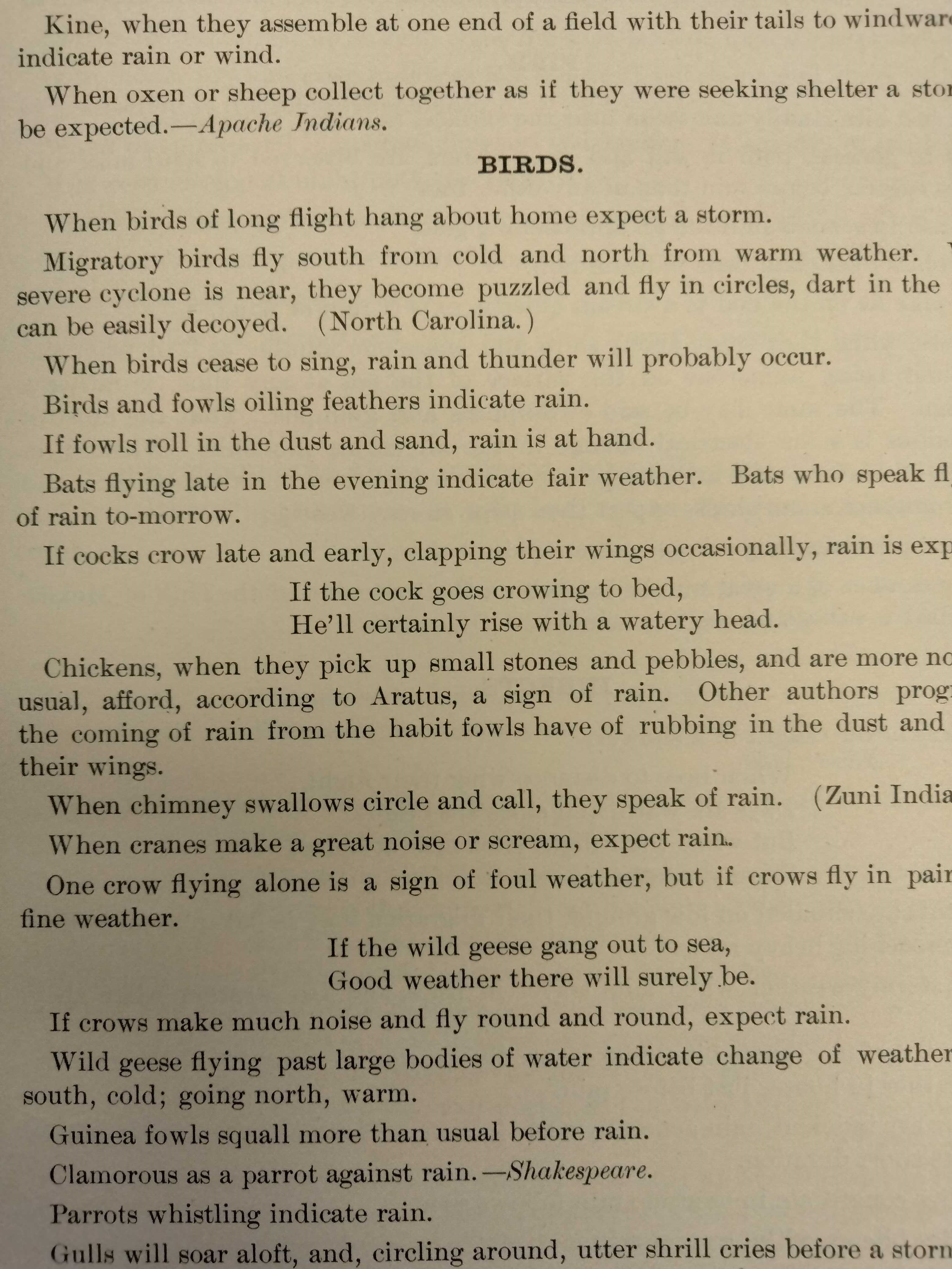 Garriott, Edward, Ed., Weather Folklore and Local Signs, 1903