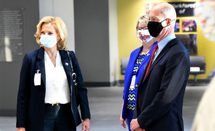 From left, NNSA Administrator Lisa Gordon-Hagerty, Consolidated Nuclear Security President Michelle Reichert, and House Armed Services Committee Ranking Member Mac Thornberry (R-TX)