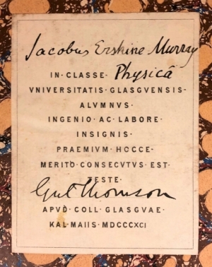Inscription inside Philosophiae Naturalis Principia Mathematica by Isaac Newton, 1871.