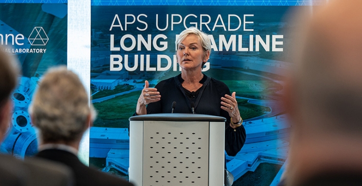 Energy Secretary Jennifer Granholm speaks at Argonne National Lab