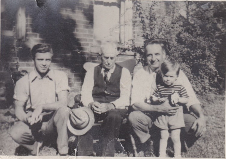 Black and white photo of a family