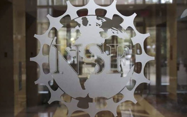 NSF logo frosted onto a window
