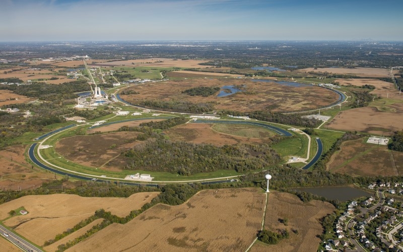 An aerial view of the Tevatron ring at Fermilab