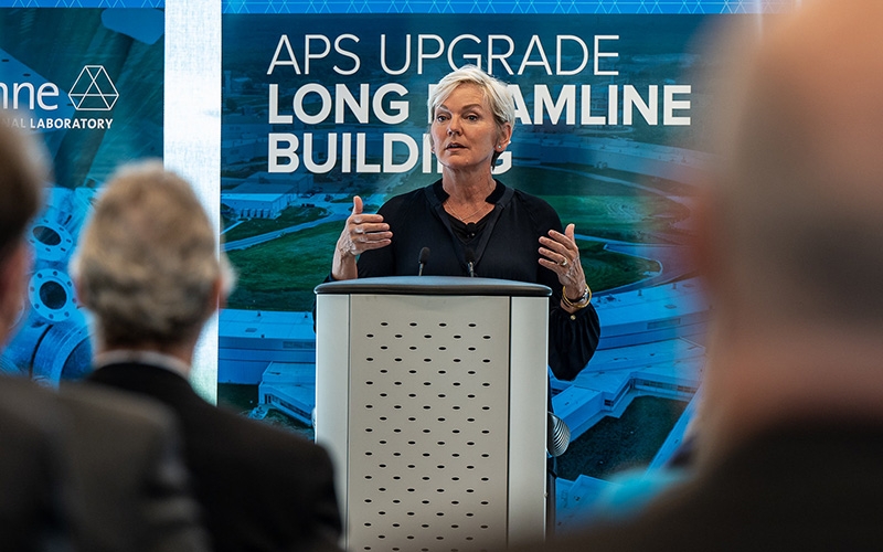 Energy Secretary Jennifer Granholm speaks at Argonne National Lab