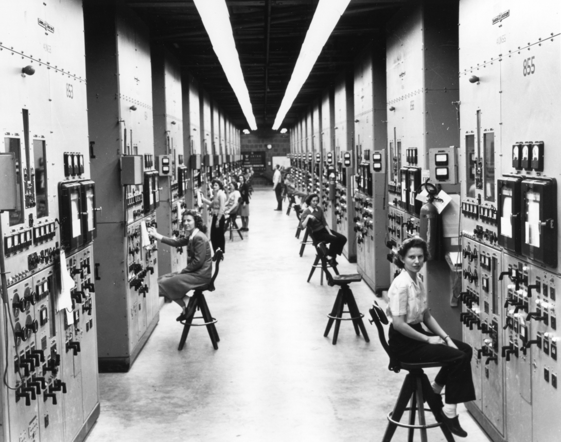 Calutron operators at an electromagnetic isotope separation plant in Oak Ridge National Laboratory during World War II.