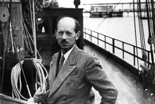 Harald Sverdrup on the deck of a ship