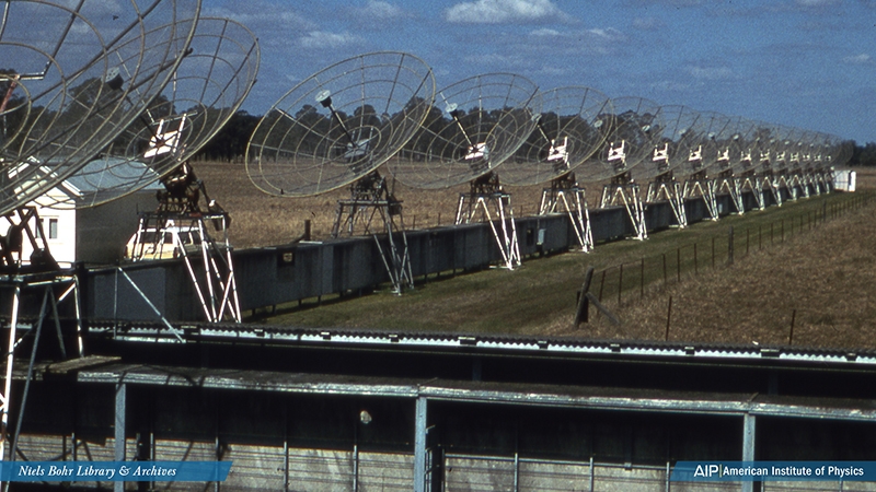 A row of telescopes at a field station 40 km from Sydney. 