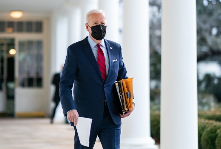 President Biden outside the Oval Office in January.