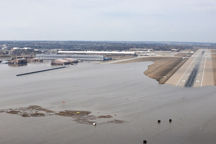 Flooding at Offutt Air Force Base in Nebraska in March 2019.