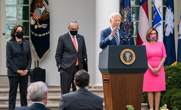 President Biden delivers a speech on pandemic recovery in March.  (Image credit – Adam Schultz / The White House)