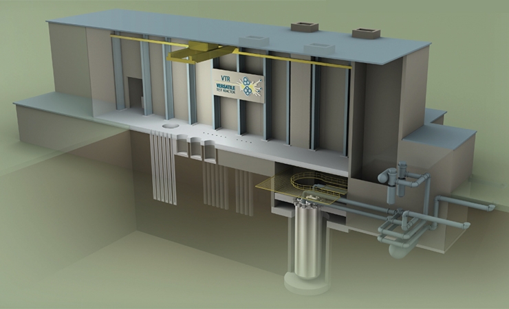 A conceptual illustration of the proposed Versatile Test Reactor user facility, which would provide a U.S.-based capability for testing materials and fuels intended for use in certain kinds of advanced nuclear reactors.