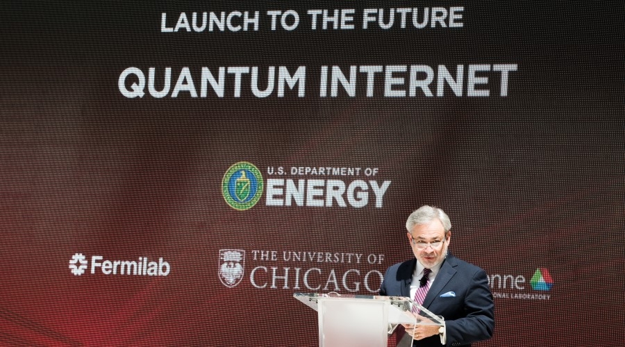 Energy Secretary Dan Brouillette speaking at the launch event for the Department of Energy’s quantum internet initiative.&nbsp;