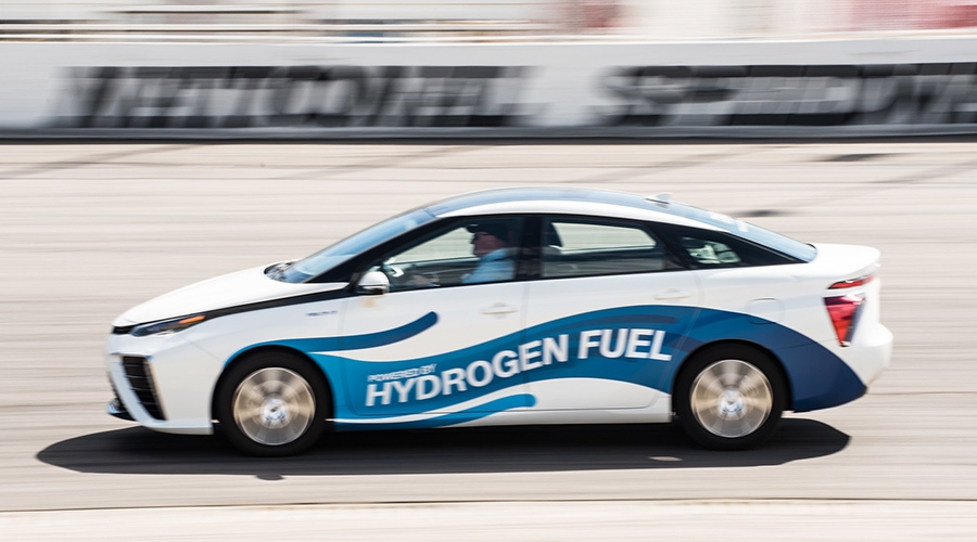 A hydrogen-fueled test car operated by the Department of Energy’s National Renewable Energy Lab.