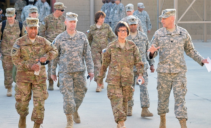 Heidi Shyu visiting a Kuwait-based Army field support battalion in 2014, when she was assistant secretary of the Army for acquisition, logistics, and technology.