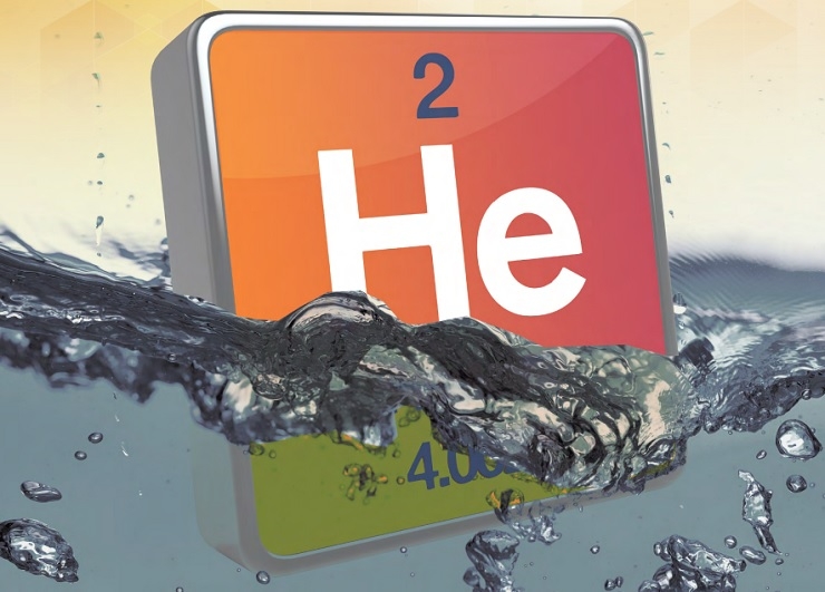 Graphic from the cover of a 2016 report on helium supply shortages by the American Physical Society, the American Chemical Society, and the Materials Research Society.  (Image credit – Ashley Mumford)