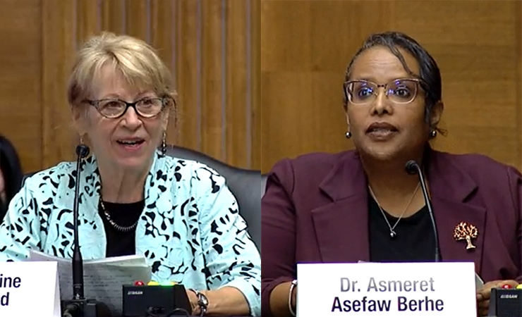 Physical chemist Geraldine Richmond and soil scientist Asmeret Asefaw Berhe at their joint confirmation hearing this week.