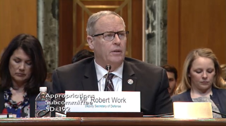 Deputy Defense Secretary Robert Work testifies before the Senate Defense Appropriations Subcommittee. 