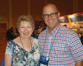 AAPT president Mary Mogge with past president of Sigma Pi Sigma Bill DeGraffenreid.
