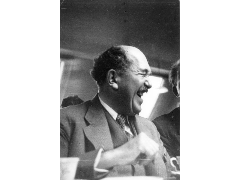 Otto Stern laughs while attending the Copenhagen Conference at the Niels Bohr Institute in 1934.