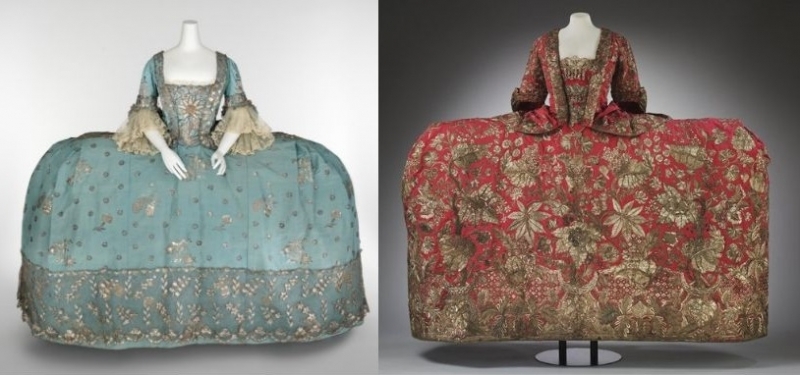 Court dress,ca. 1750 (left). Mantua 1740-1745 (right) 