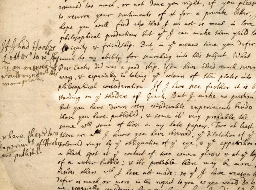 Letter from Isaac Newton to Robert Hooke
