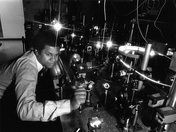 Anthony Johnson in ultrafast laser lab